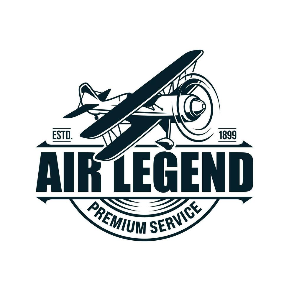 Airplane emblem biplane label retro plane badges. vector illustration