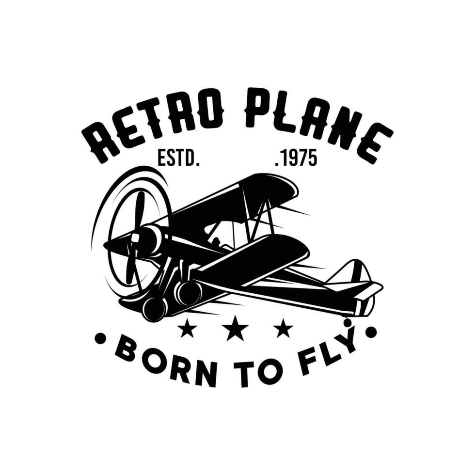 Vintage  retro airplane with emblem logo design Vector template