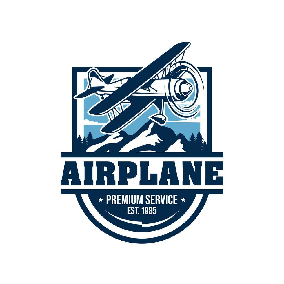 Vintage airplane aviation badge logo vector template