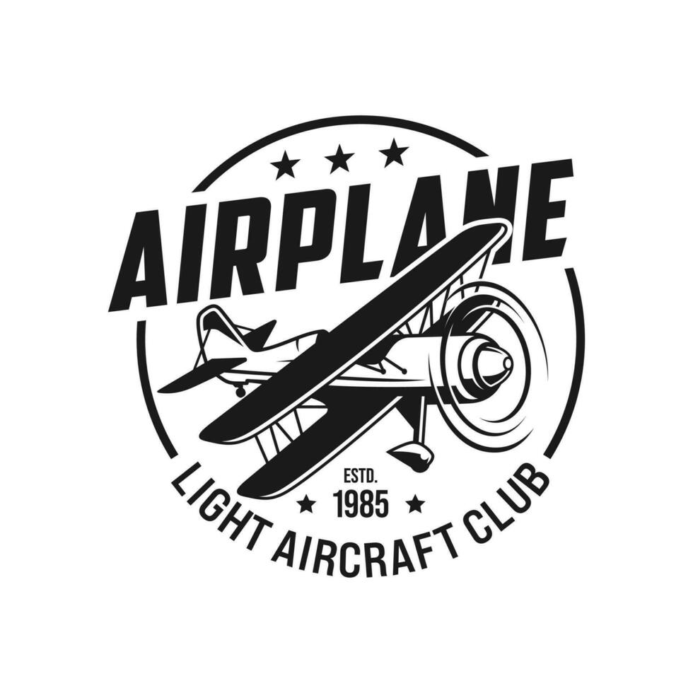 Airplane emblem biplane label retro plane badges. vector illustration