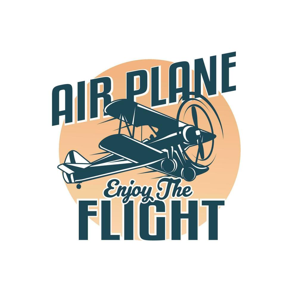 Vintage  retro airplane with emblem logo design Vector template