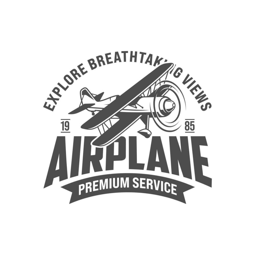 Vintage airplane aviation badge logo vector template