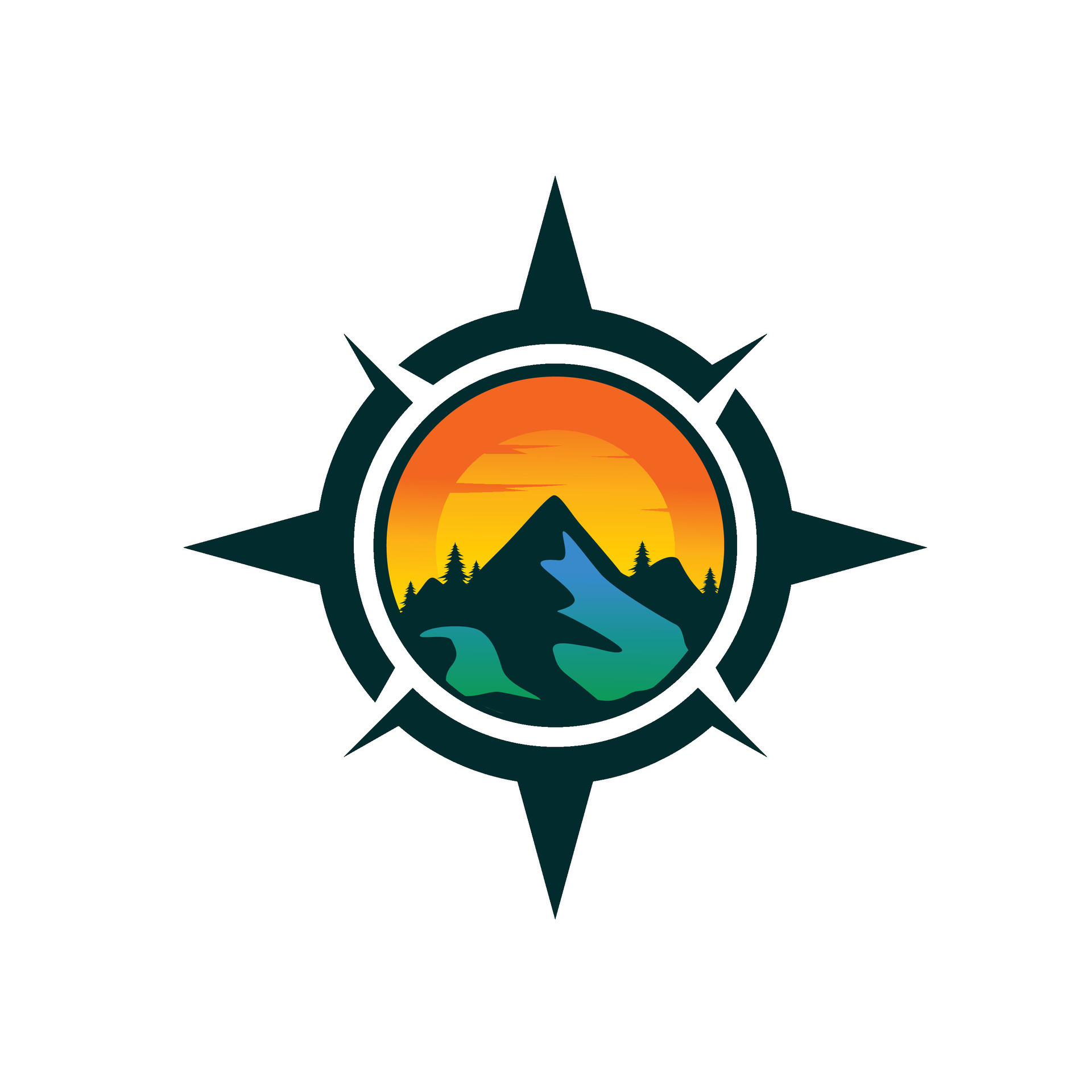 Adventure Logo with Mountain and Compass Design Vector Illustration ...