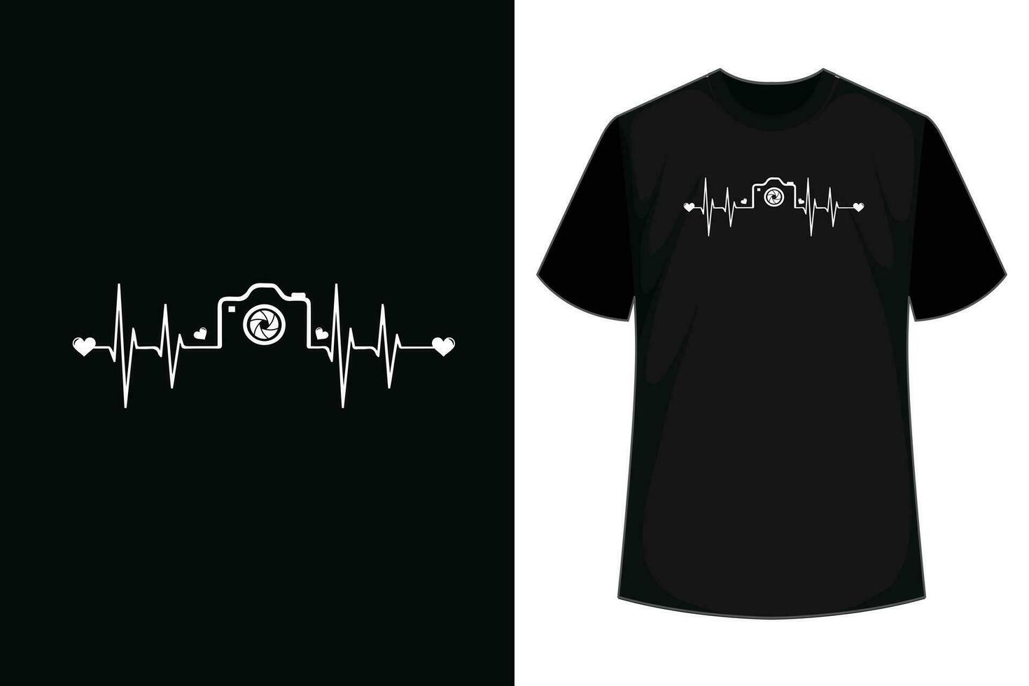 Photographer T-Shirt Gift Idea HeartBeat Photography Camera T-Shirt vector