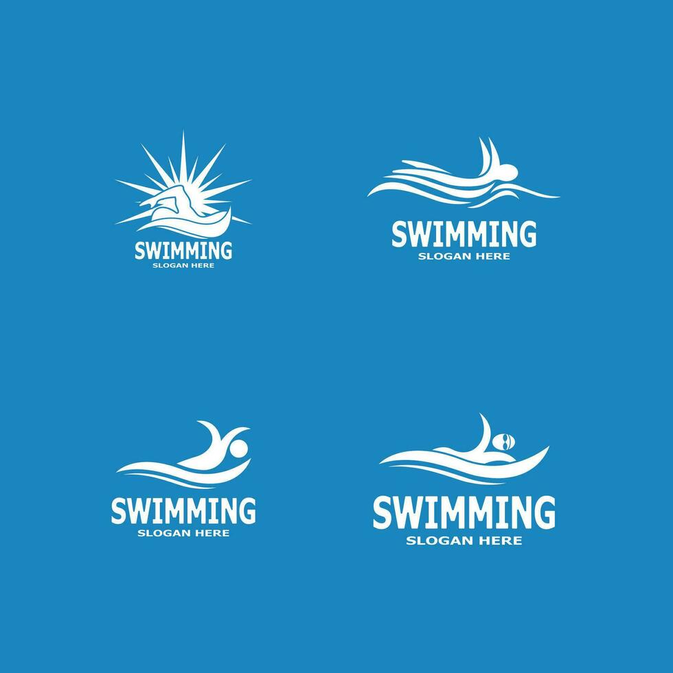 Swimming people logo vector template illustration