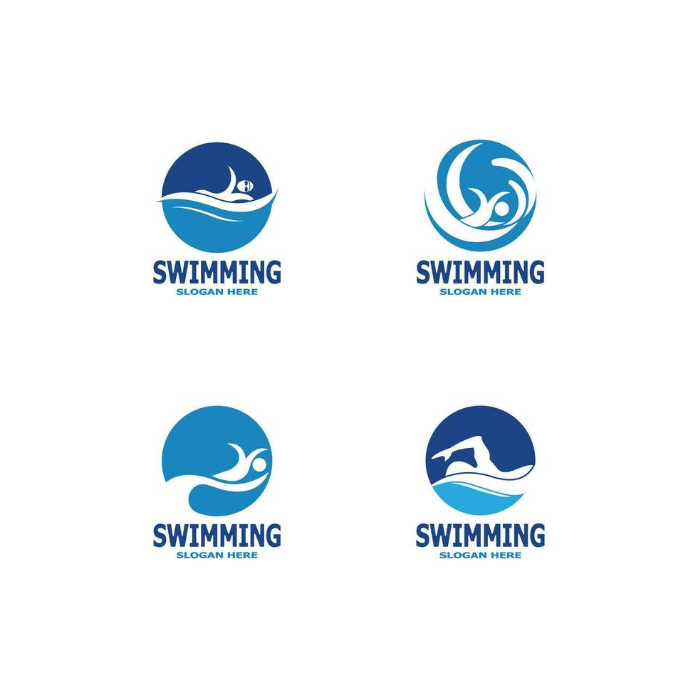 ilustración de plantilla de vector de logotipo de personas de natación