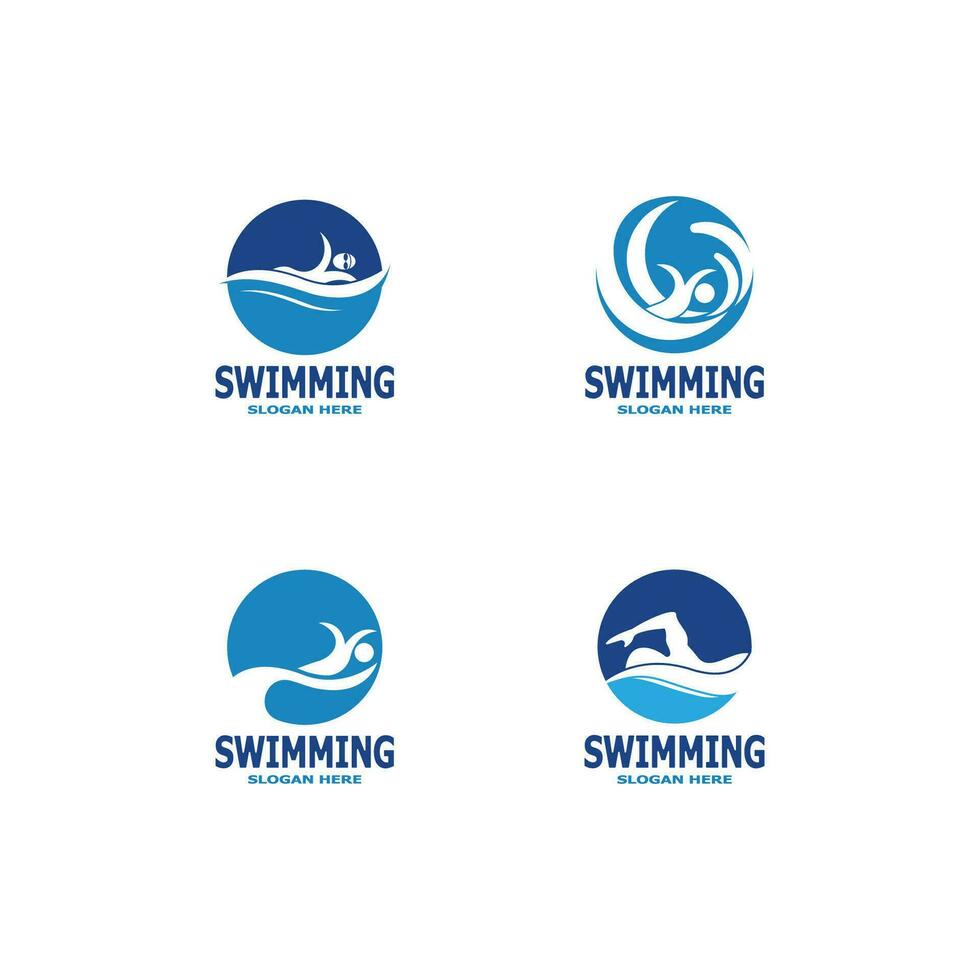 Swimming people logo vector template illustration