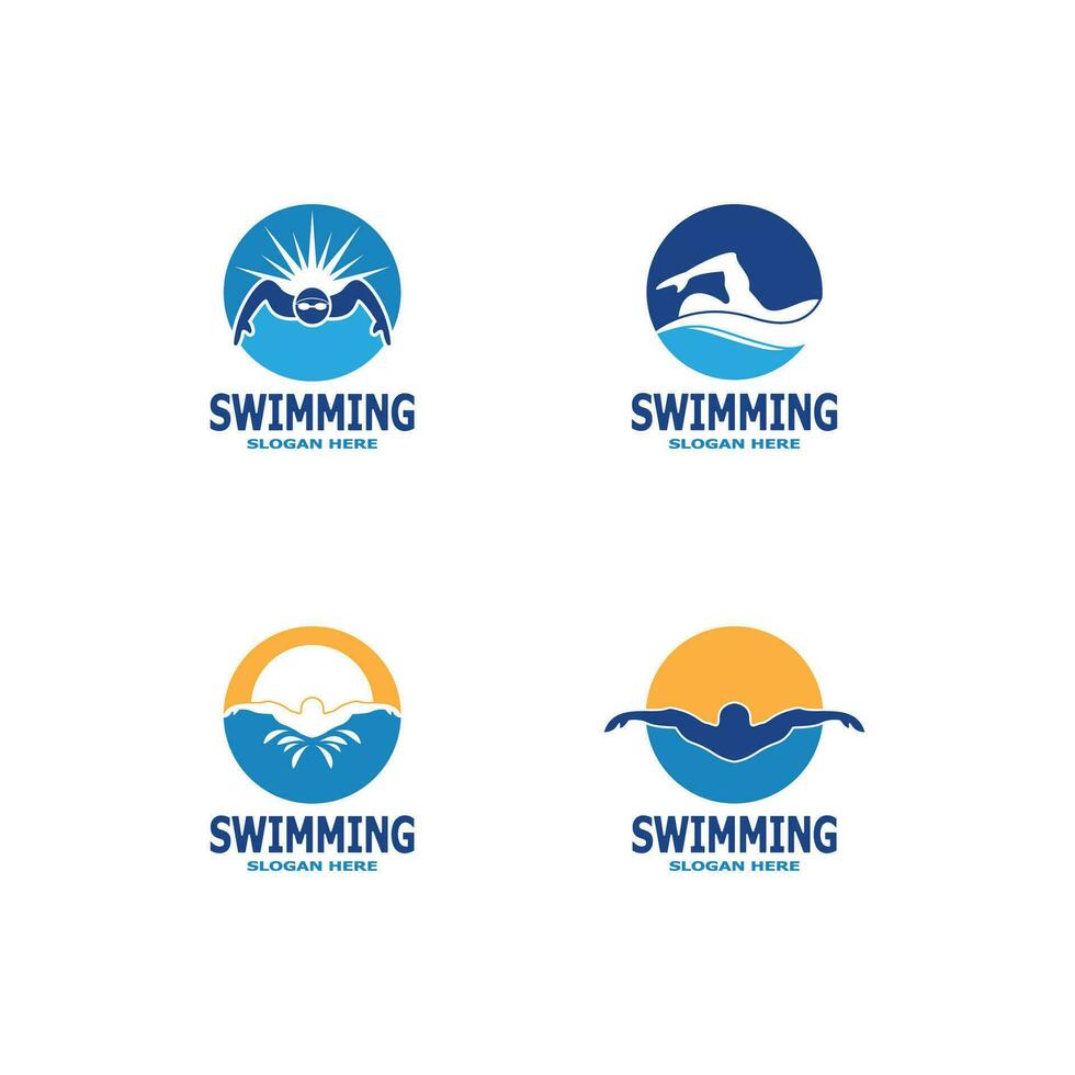 Swimming people logo vector template illustration