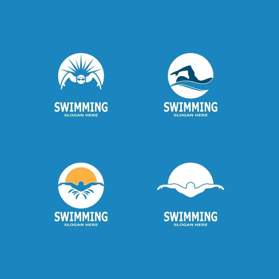 Swimming people logo vector template illustration
