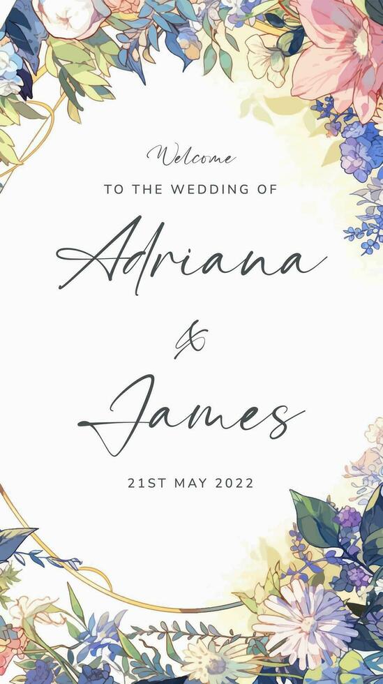 Wedding Signage Floral Background vector