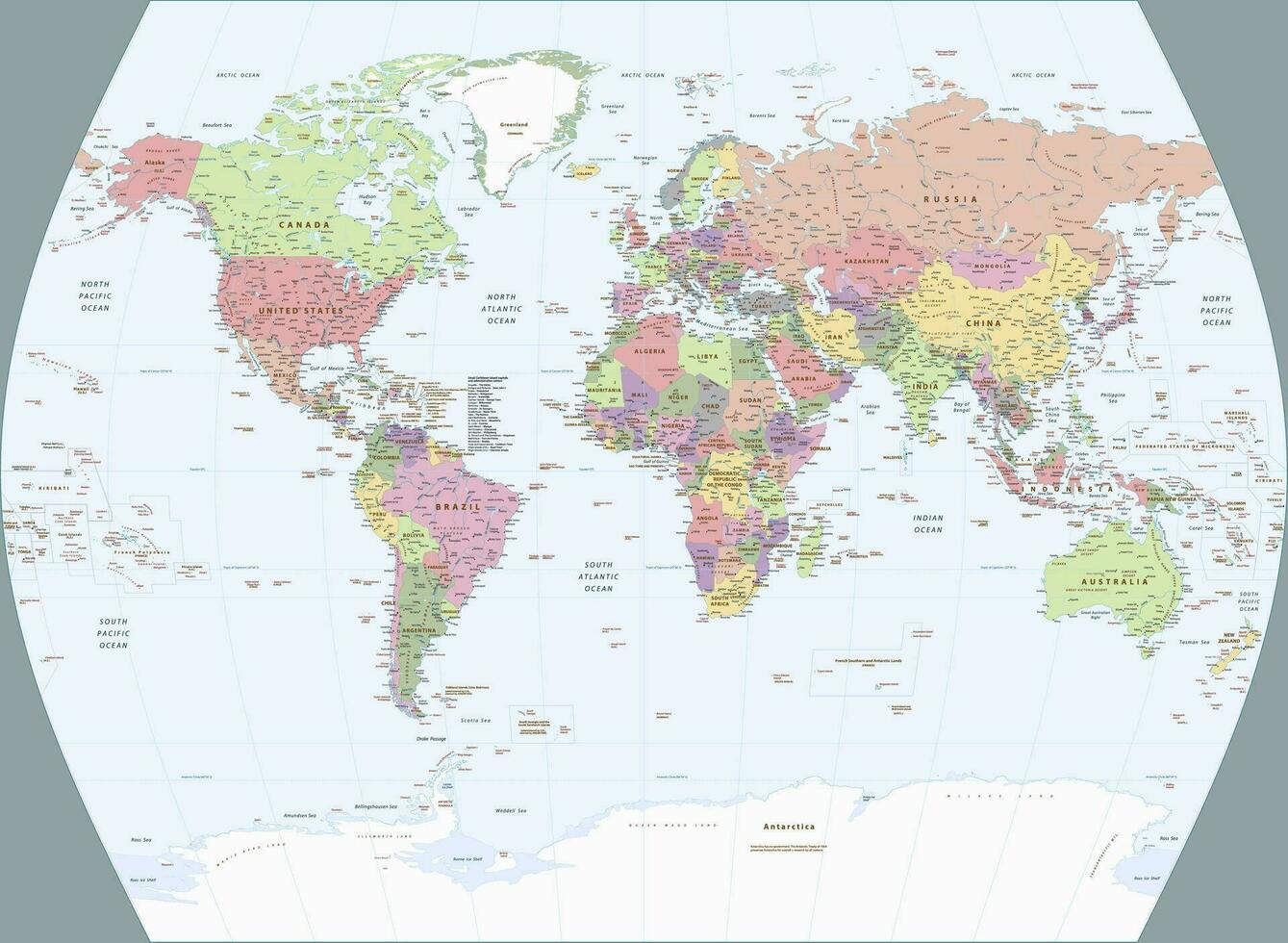 Political world map Times projection vector