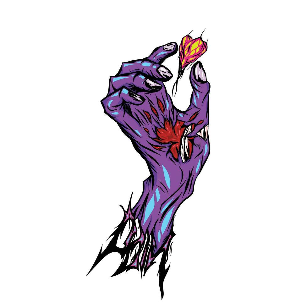 Undead Fury ,Kryptonite Pierced Zombie Hand vector