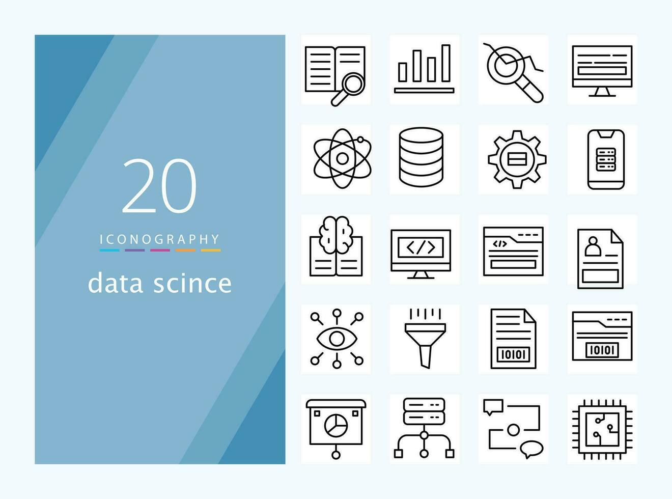 data science line icon for download vector