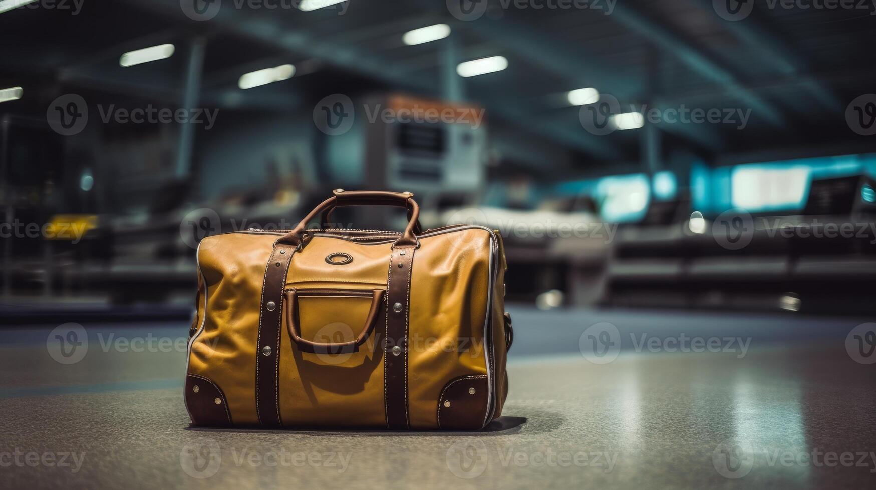 Suitcases in airport. Travel concept. 3d rendering, photo