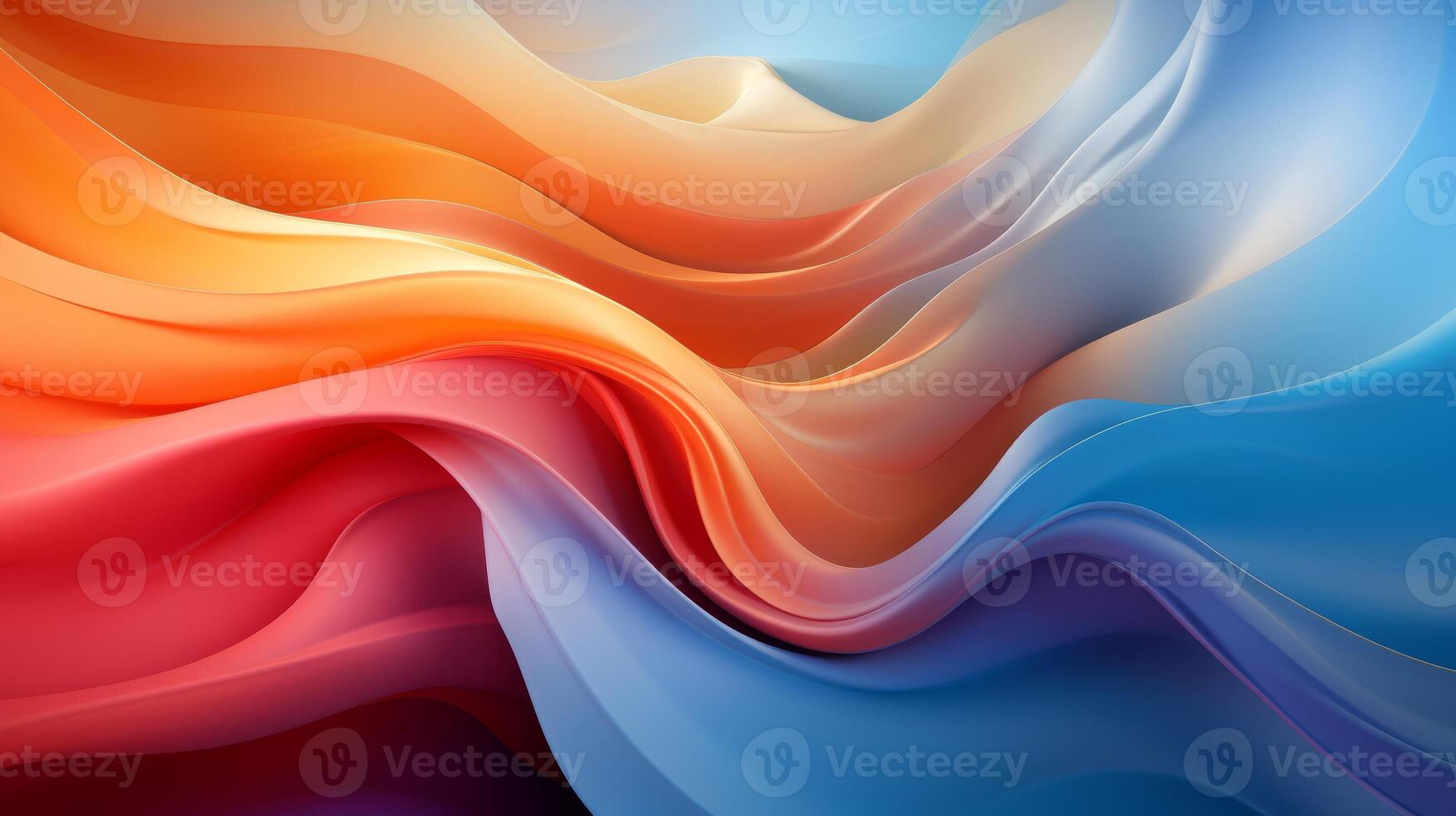 Modern line art with blue and orange abstract waves background, photo