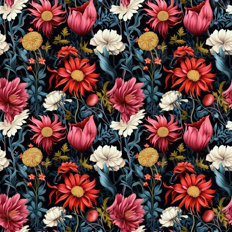 Seamless botanical pattern with leaf background. photo