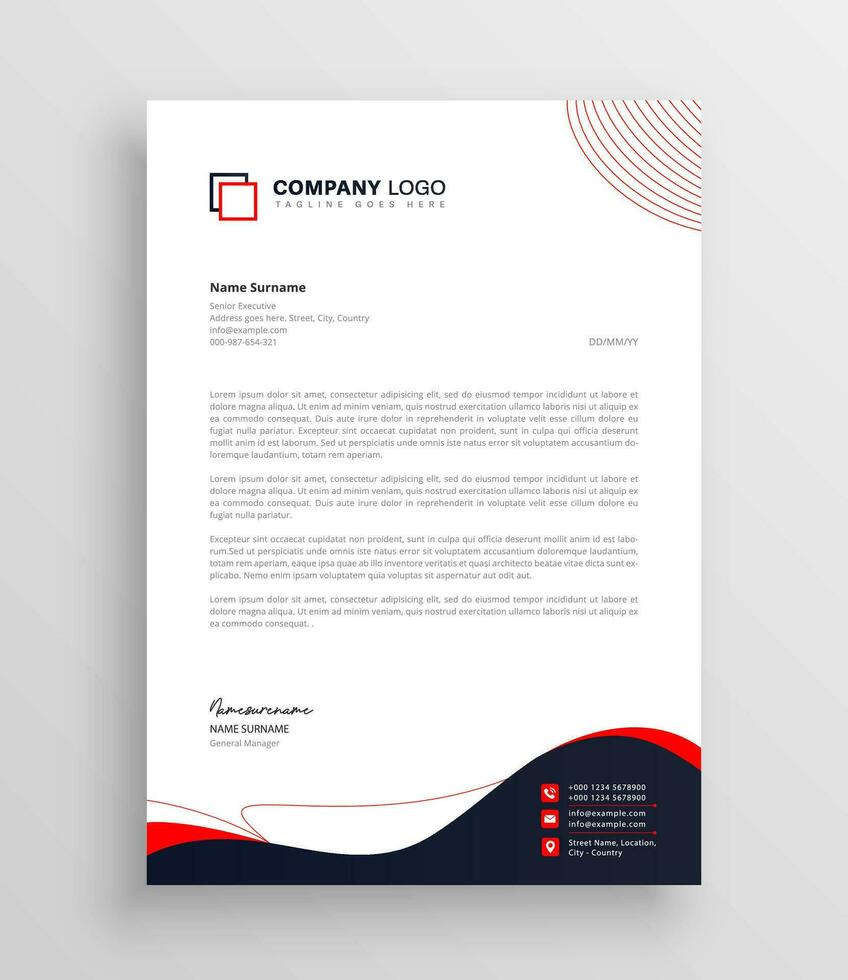Modern company letterhead design template vector