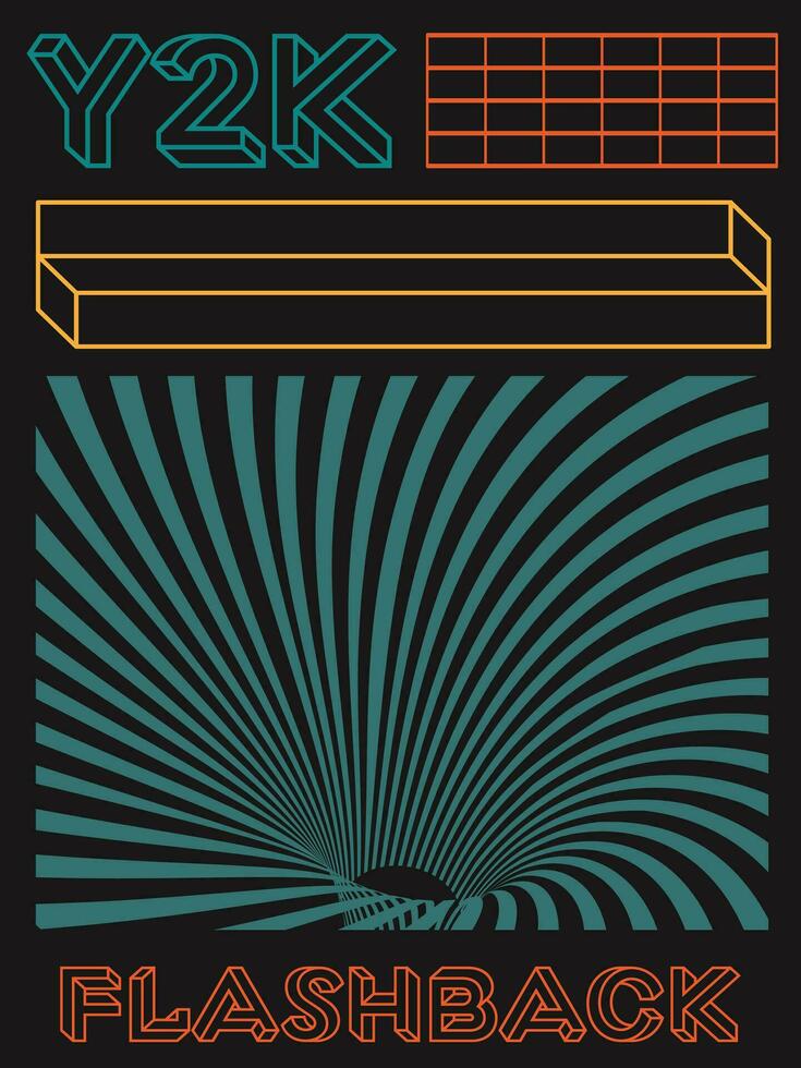 Poster with trendy figures. Posters in cyberpunk style with mesh, donuts, funnel vector