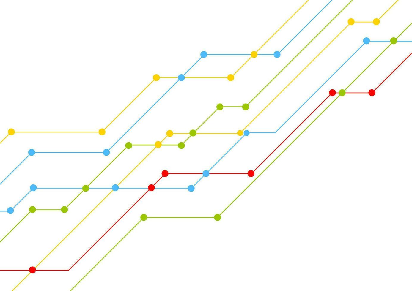 Tech colorful circuit board lines chip background vector