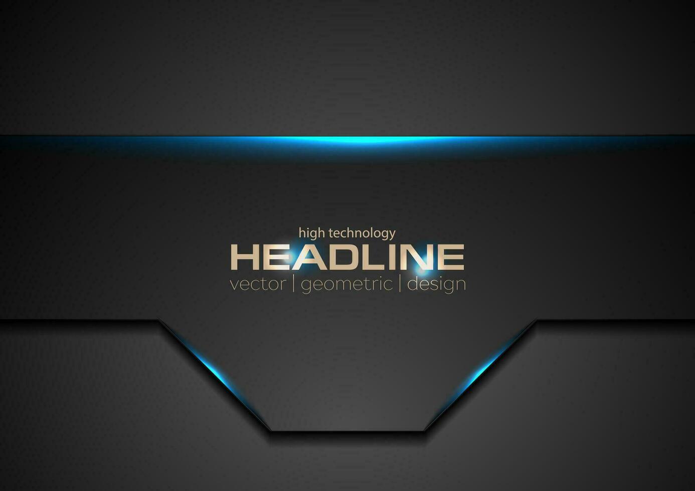 Black abstract tech background with blue light vector