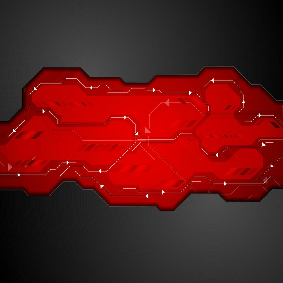 Red and black abstract technology background vector