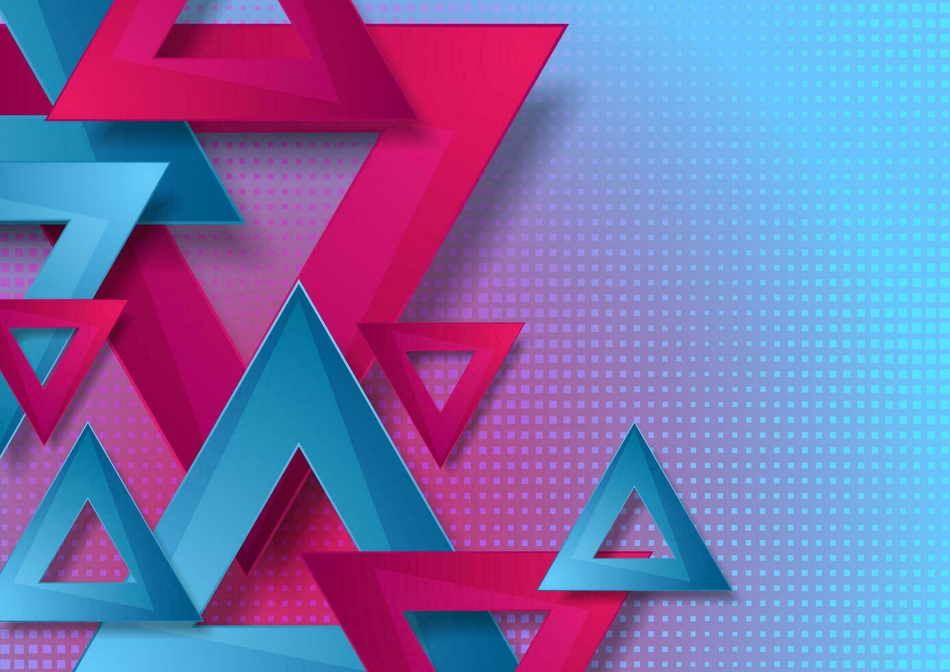 Vibrant pink and blue triangles abstract background vector