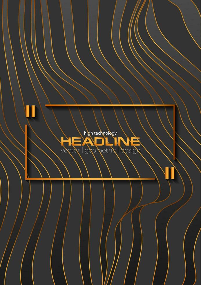 Abstract bronze curved 3d waves refraction background vector