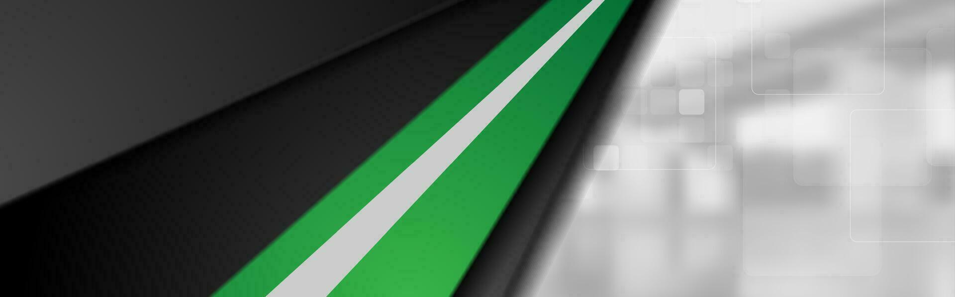 Abstract corporate technology green black banner design vector