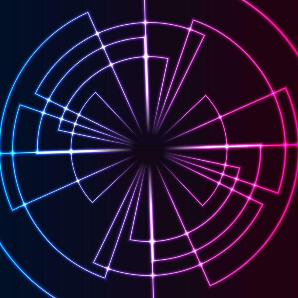 Glowing neon gear abstract technology vector background
