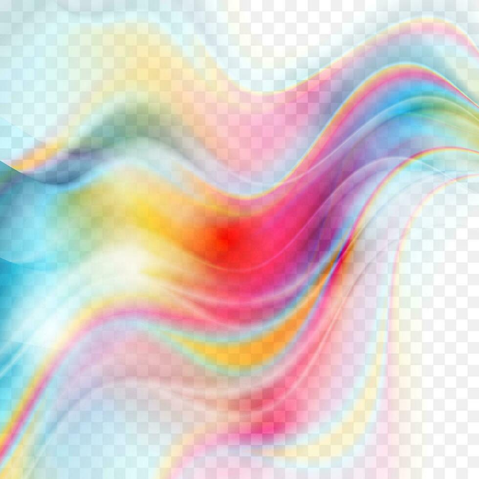 Colorful iridescent transparent waves abstract background vector