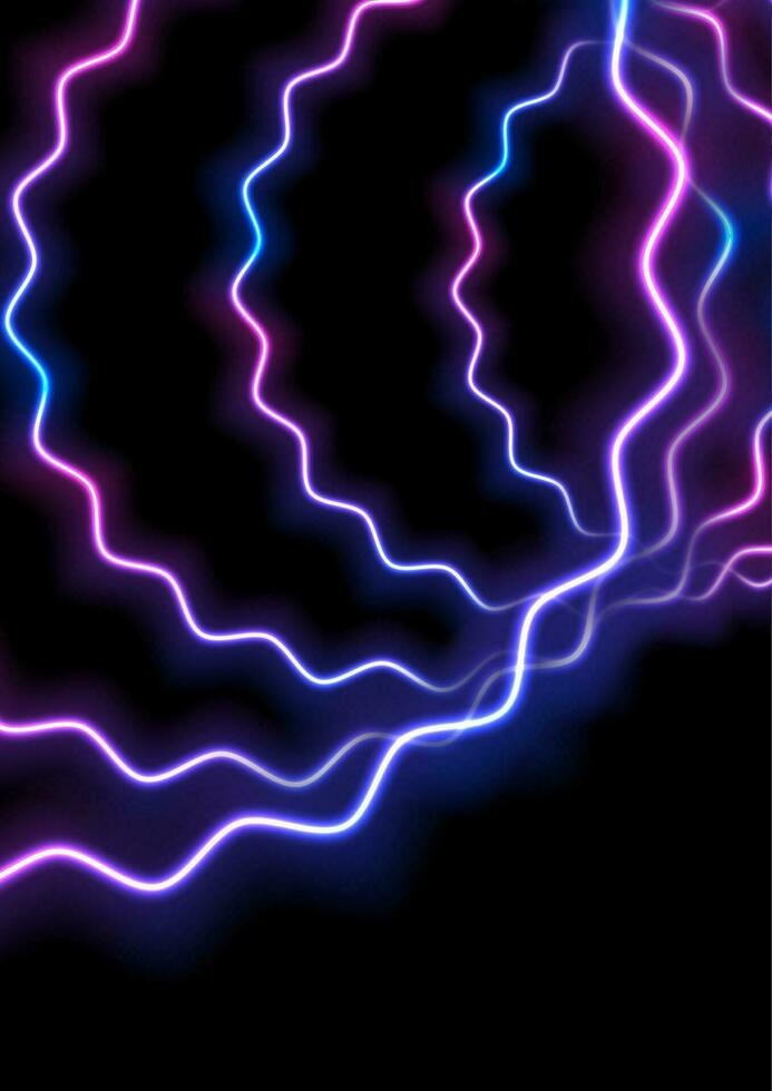 Glowing neon blue purple wavy shapes background vector
