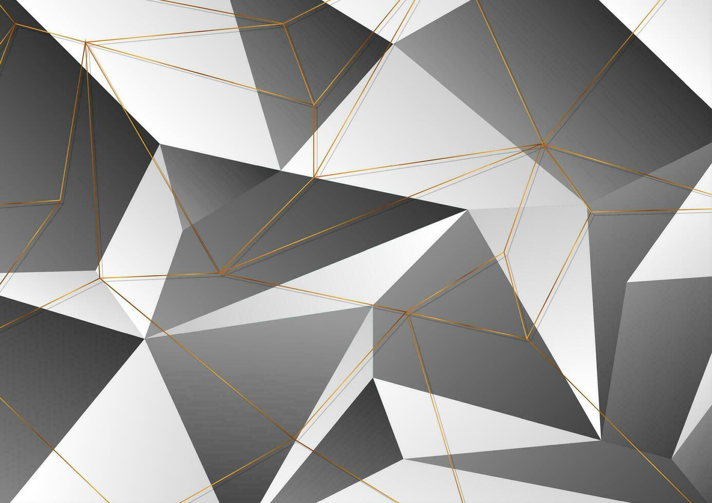Golden polygonal outline texture on black and grey background vector