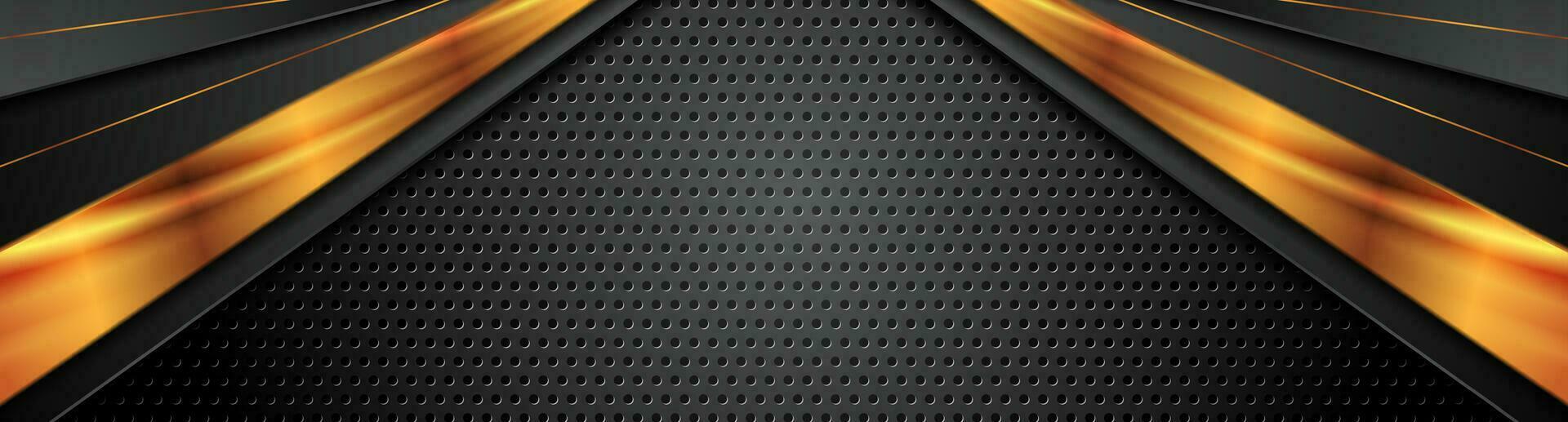 Black bronze stripes on dark perforated background vector