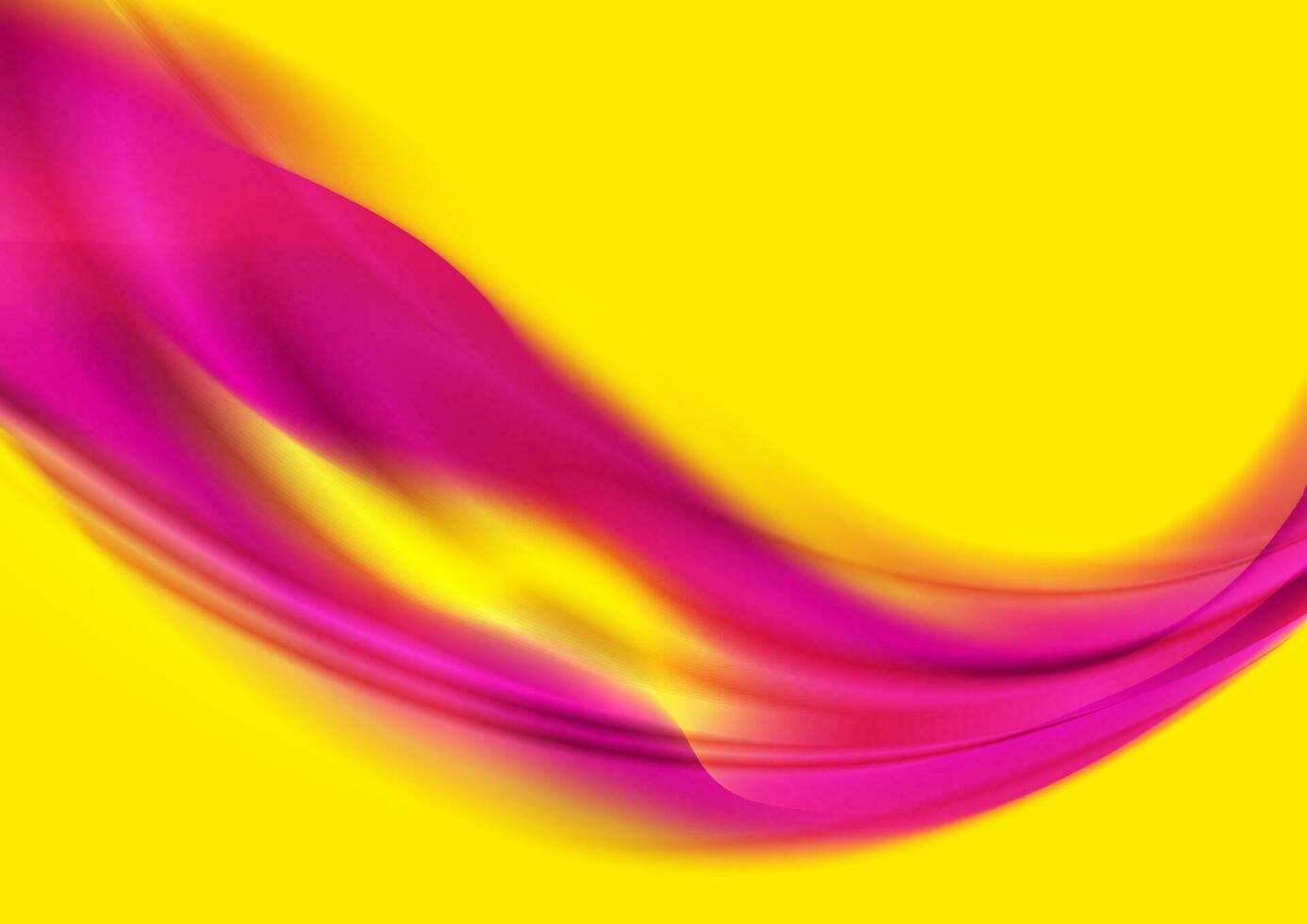 Abstract smooth pink curved waves on yellow background vector