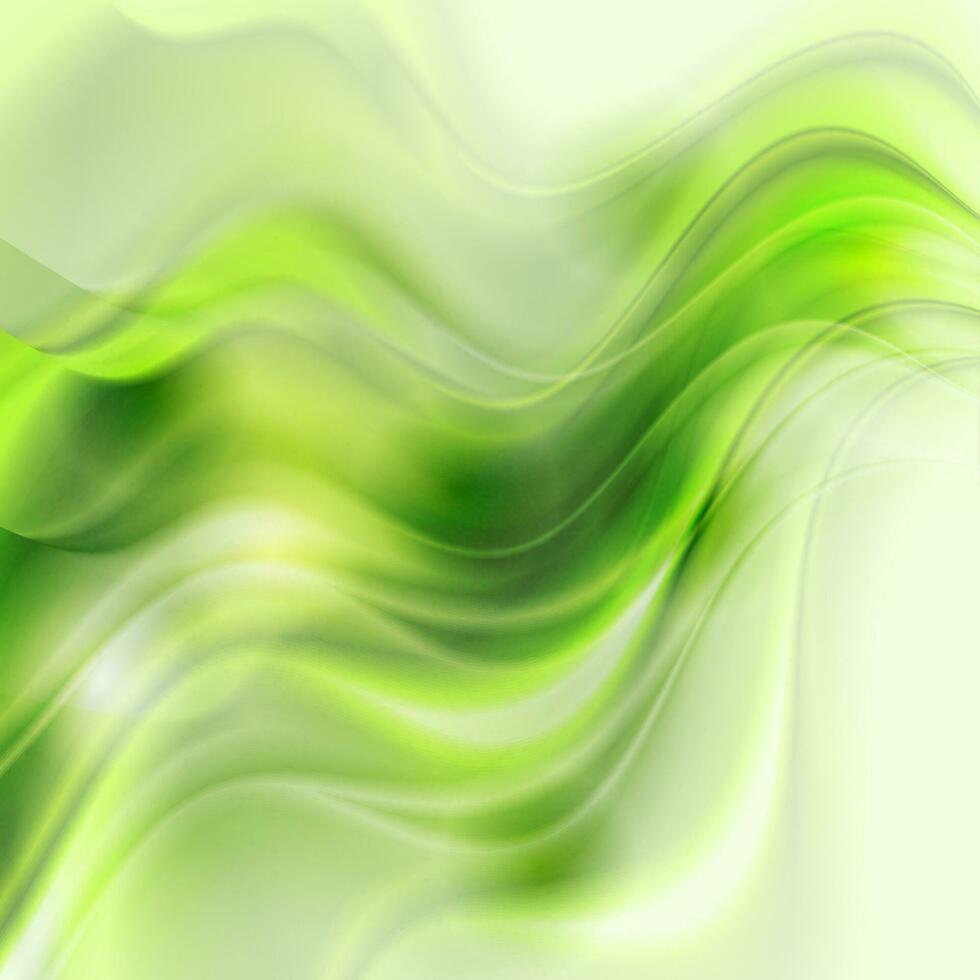 Bright green smooth liquid waves abstract shiny background vector