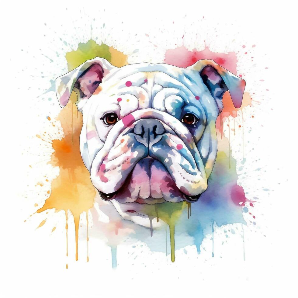 Abstract watercolour painted image of an English bulldog photo