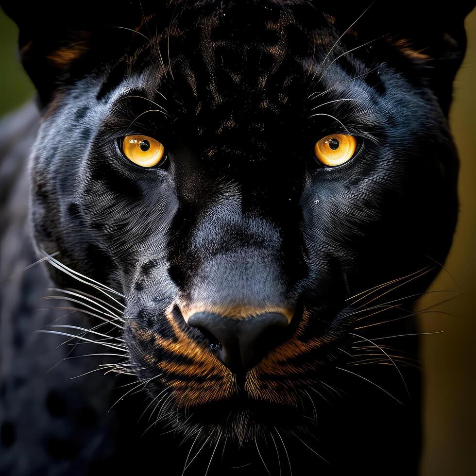 Close of shot of a black panther face photo