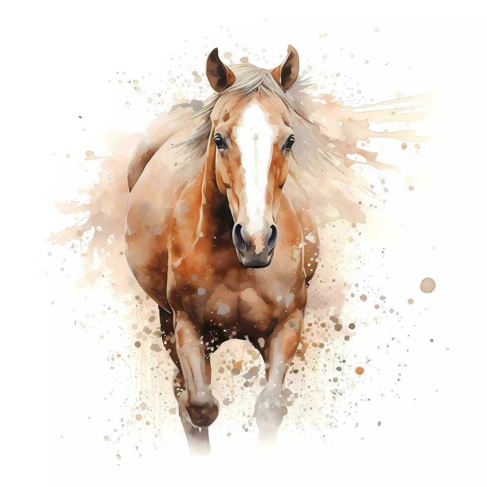 Abstract watercolour image of a horse running photo