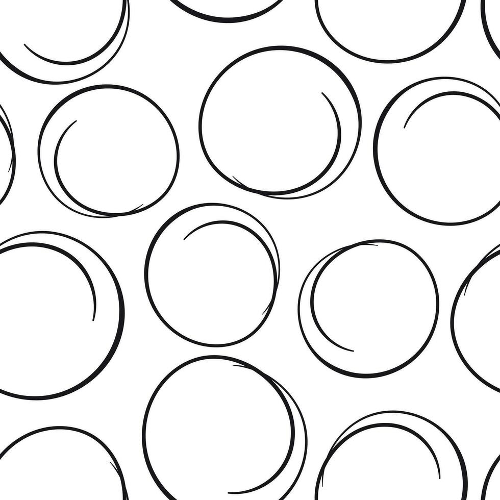 Hand drawn scribble circles seamless pattern background. Business flat vector illustration. Circles sign symbol pattern.