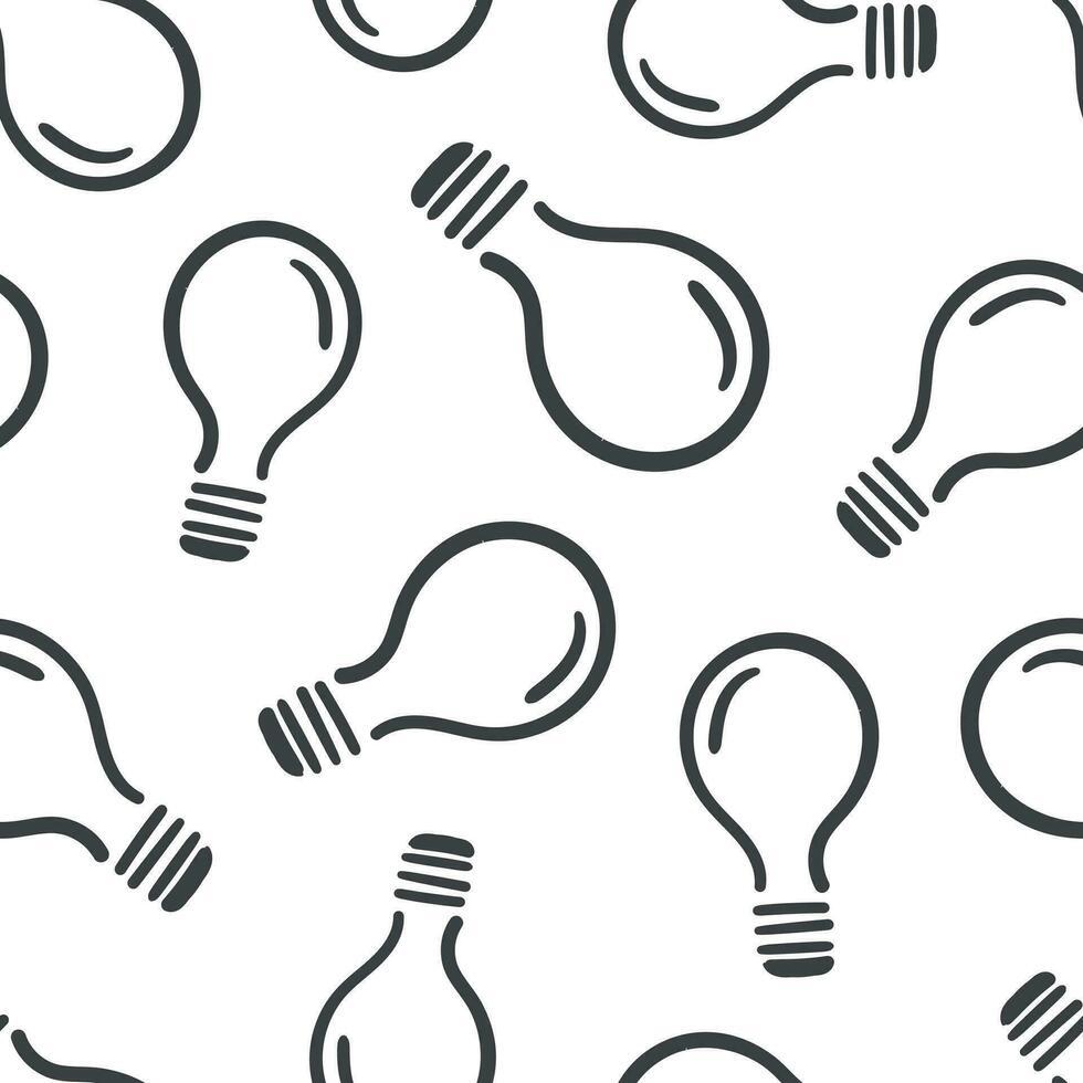 Hand drawn light bulb seamless pattern background. Business flat vector illustration. Idea lightbulb sign symbol pattern.