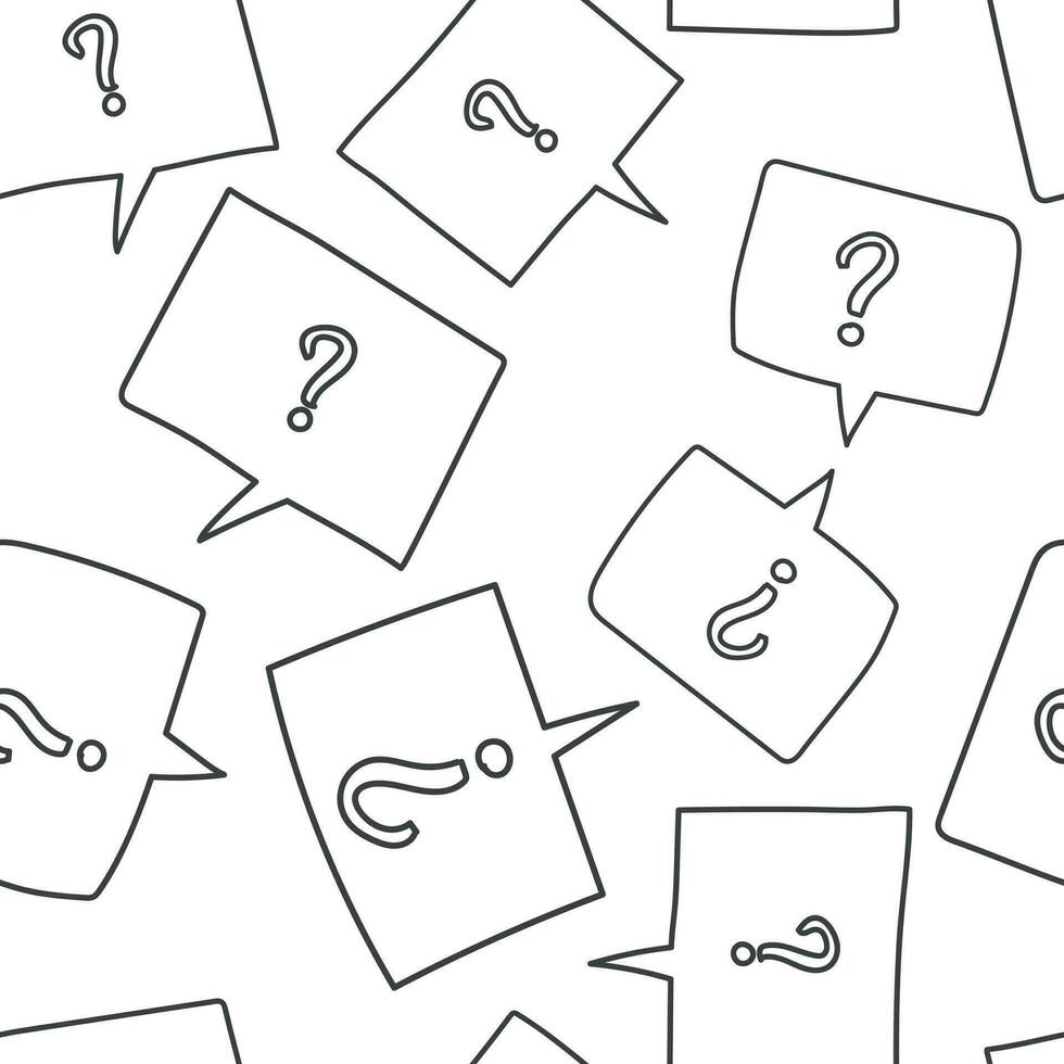 Question marks in thought bubbles seamless pattern background. Business flat vector illustration. Question mark sign symbol pattern.
