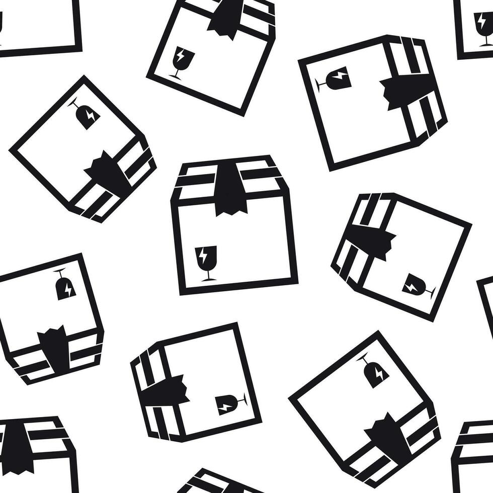 Open box shipping seamless pattern background. Business flat vector illustration. Open box delivery sign symbol pattern.