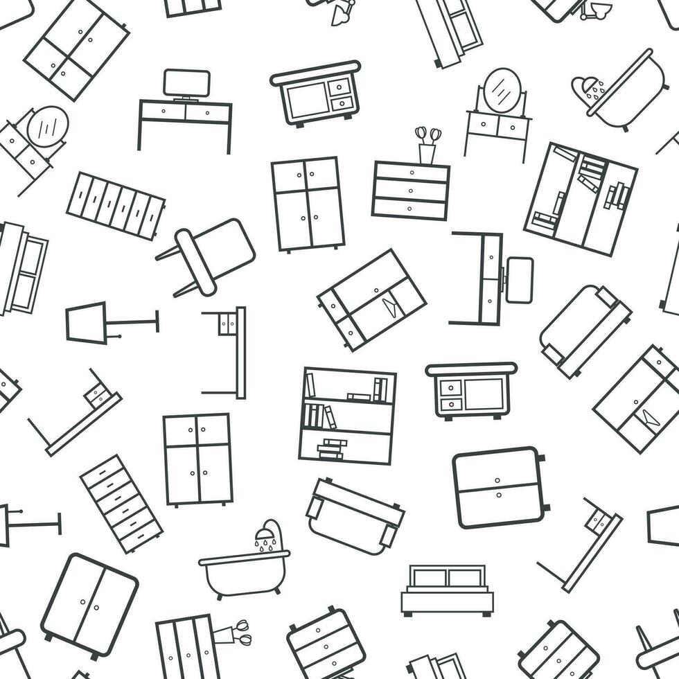 Furniture icon seamless pattern background. Business flat vector illustration. Home furniture sign symbol pattern.