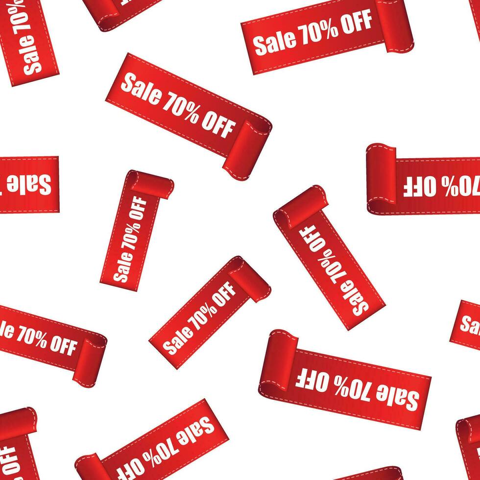Sale 70 off sticker seamless pattern background. Business flat vector illustration. Sale 70 shopping sign symbol pattern.