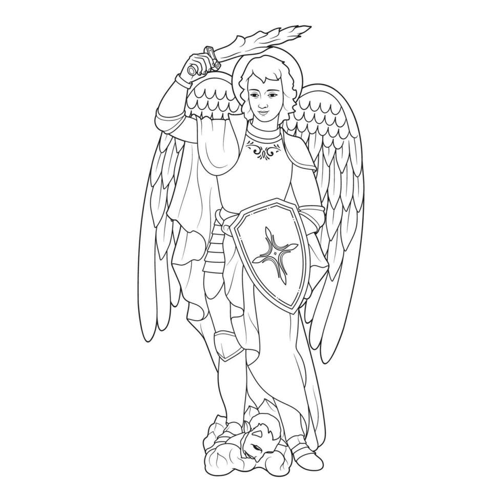 Saint Michael Archangel Vector Illustration Outline Monochrome 25911355 ...