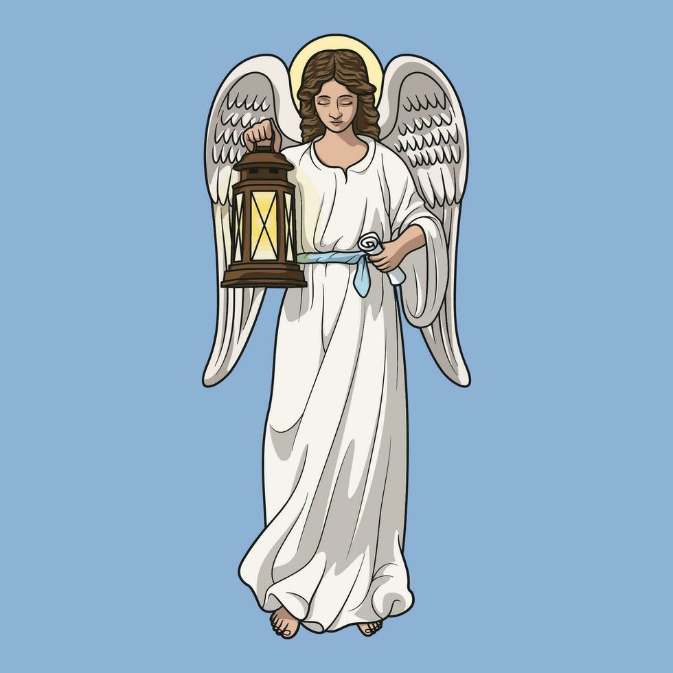 Saint Guardian Angel Colored Vector Illustration