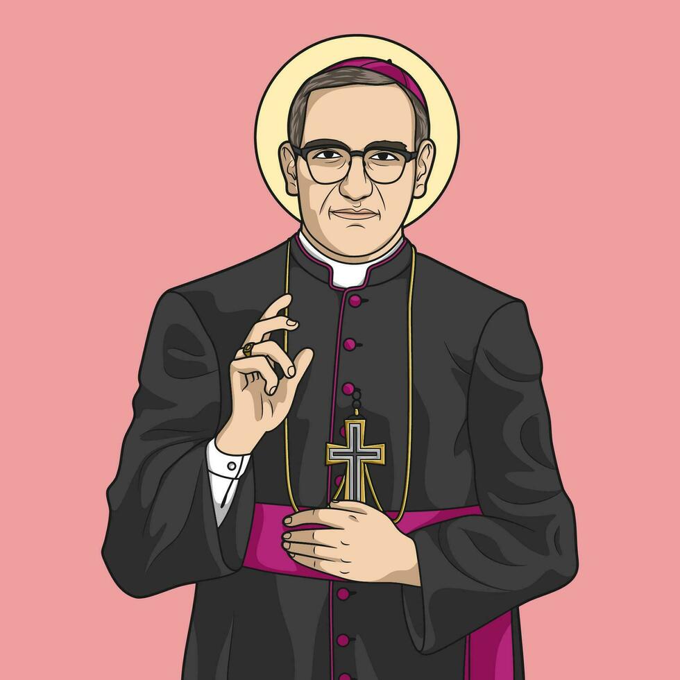 Santo oscar romero de colores vector ilustración