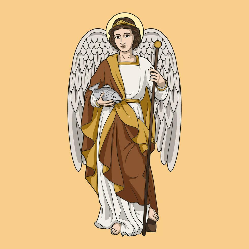 Santo raphael arcángel de colores vector ilustración