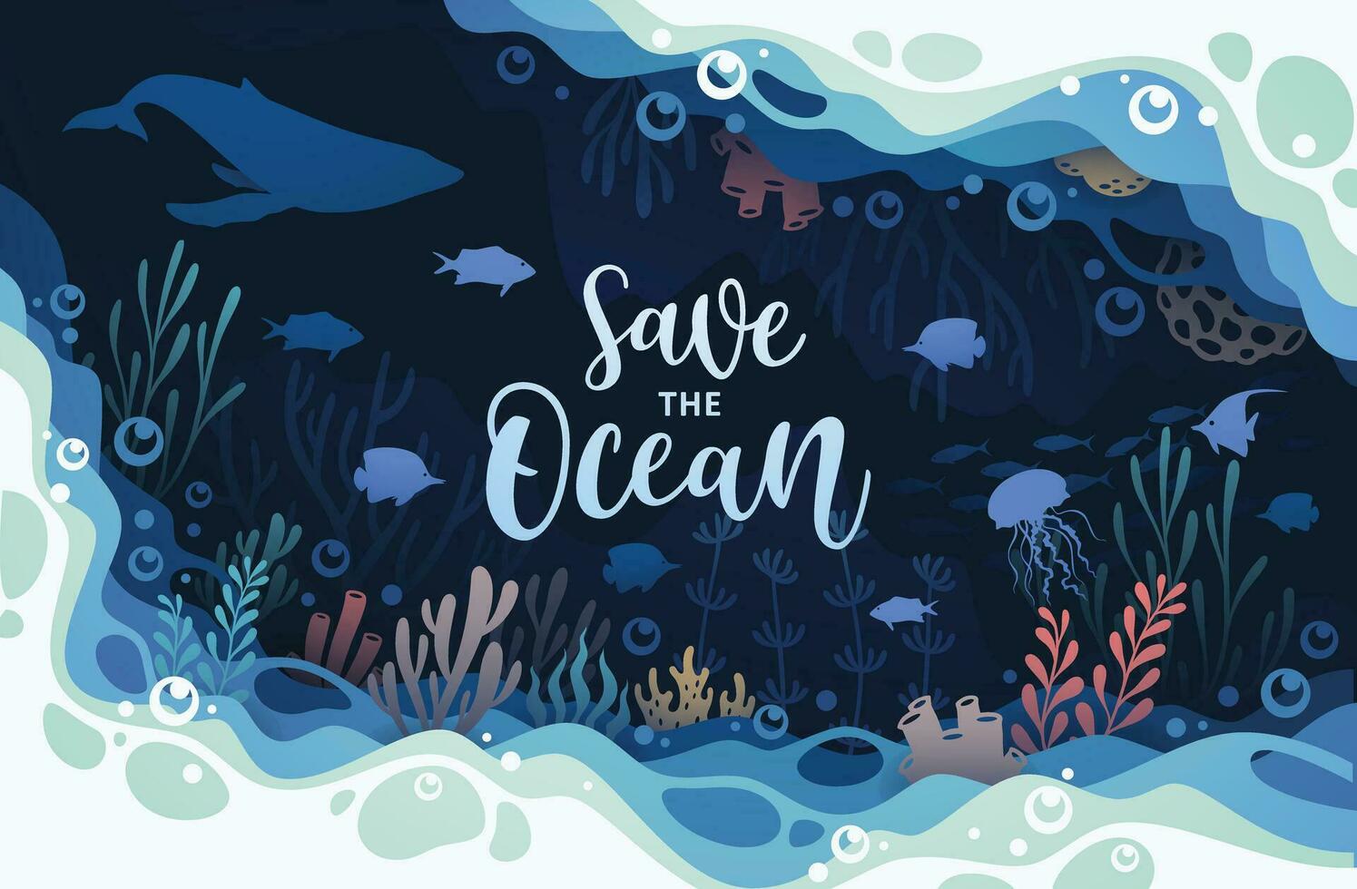 Background art concept of oceans underwater world illustration vector