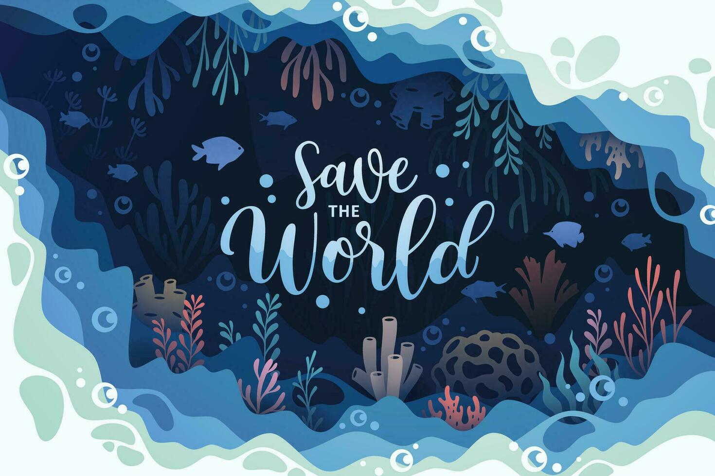 Background art concept of oceans underwater world illustration vector
